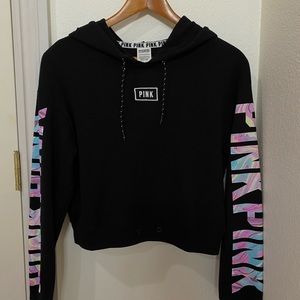 PINK VS cropped sweater with Marble writing